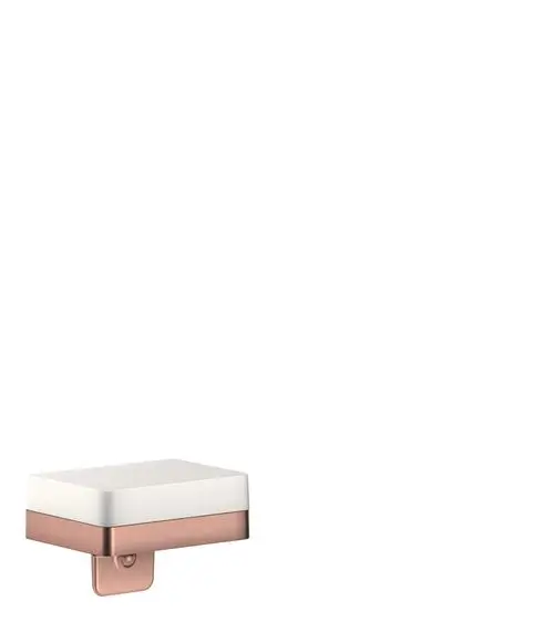 Ein modernes Wandaccessoire mit einem weißen Oberteil und einem roségoldenen Unterteil, ideal für einen eleganten Badezimmer- oder Küchenstil.